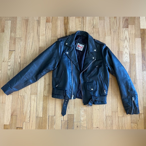 Route 66 Biker Leather Jacket Size 44 - Picture 1 of 3